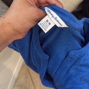 tommy bahama blue linen top
